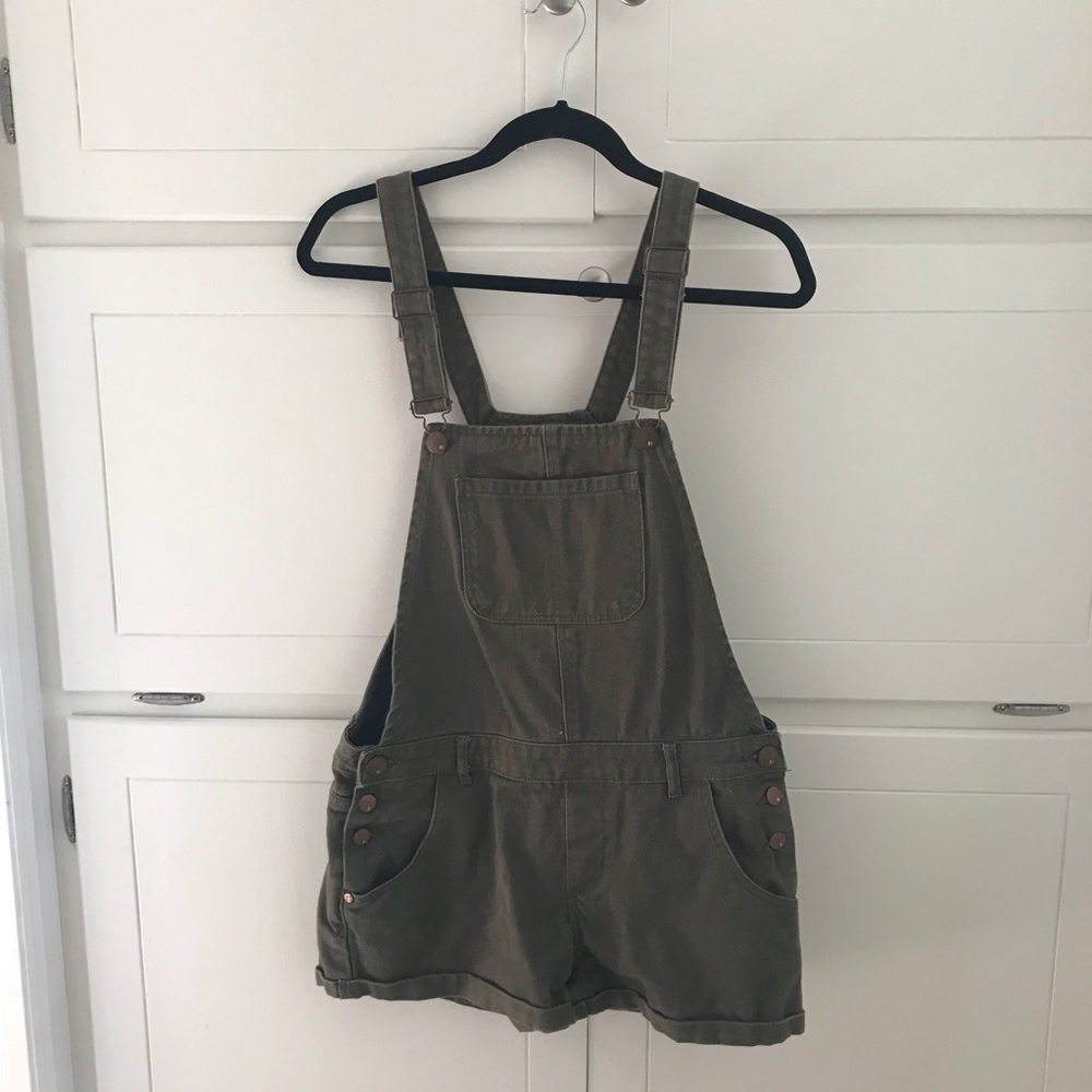 Cotton on overalls in olive green